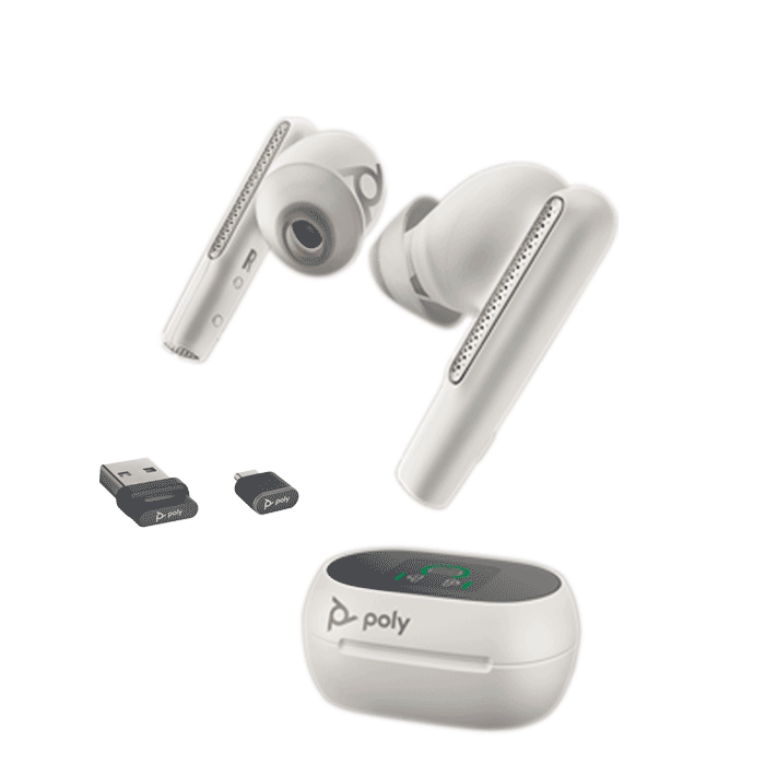 Poly Voyager Free 60 EarBuds - White w/ Case & USB Dongle