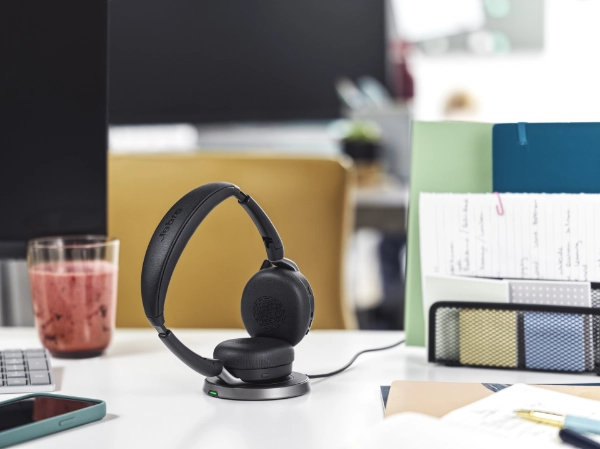 Jabra Evolve2 65 Flex Foldable Headset - In Stand On Desk