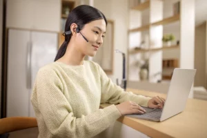 Shokz OpenComm2 UC Bone Conduction Headset - In Use at Home Office