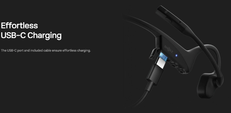 Shokz OpenComm2 Headset USB-C Charging Port