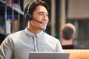 Jabra Evolve2 30 Wired USB Headset in Use